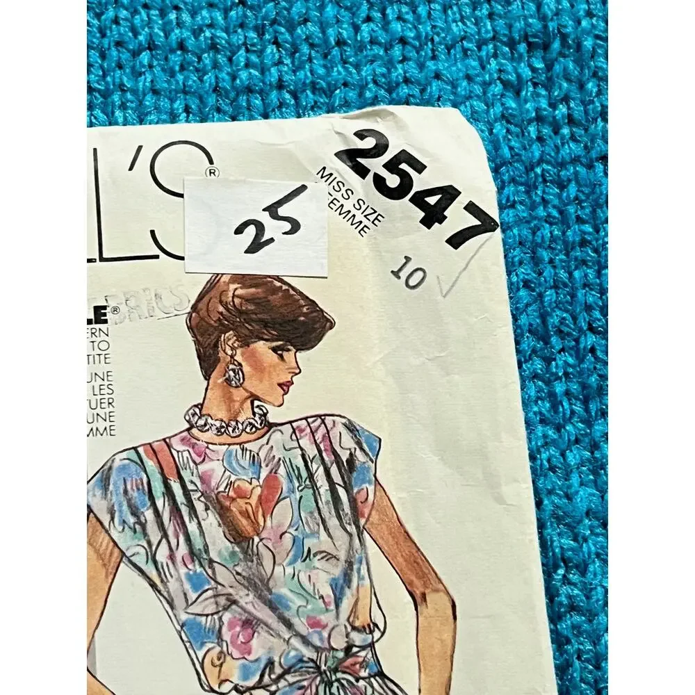 McCalls pattern 2547 midi dress fit and flare shoulder pads Size 10